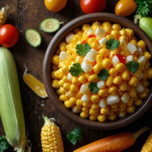 Świeża kukurydza dla niemowlaka w miseczce