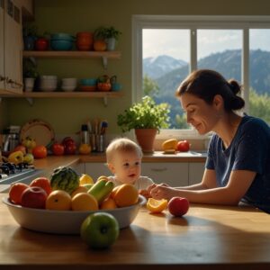 Matka rozmawiająca z małym dzieckiem