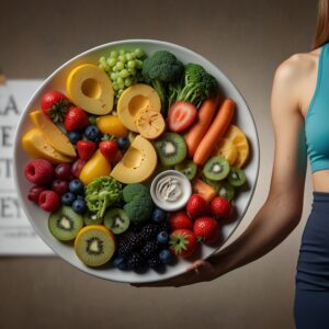 Zbilansowana dieta w ciąży z warzywami, owocami i źródłami białka